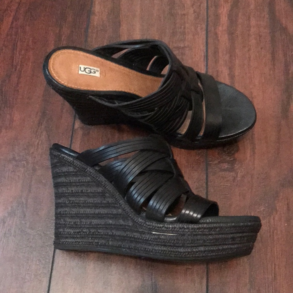 Black Leather UGG Sandals